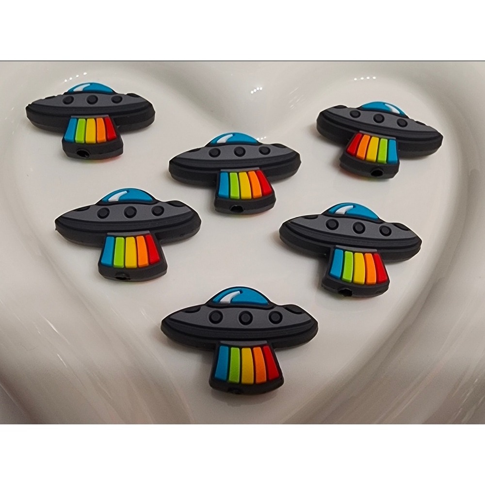 Spaceship Beads 2 Pcs Focal Beads Silicone Beaded Pen Alien Medley Making